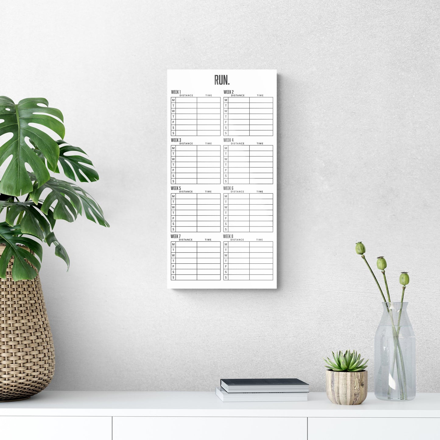 8 Week Running Tracker White | 12x24