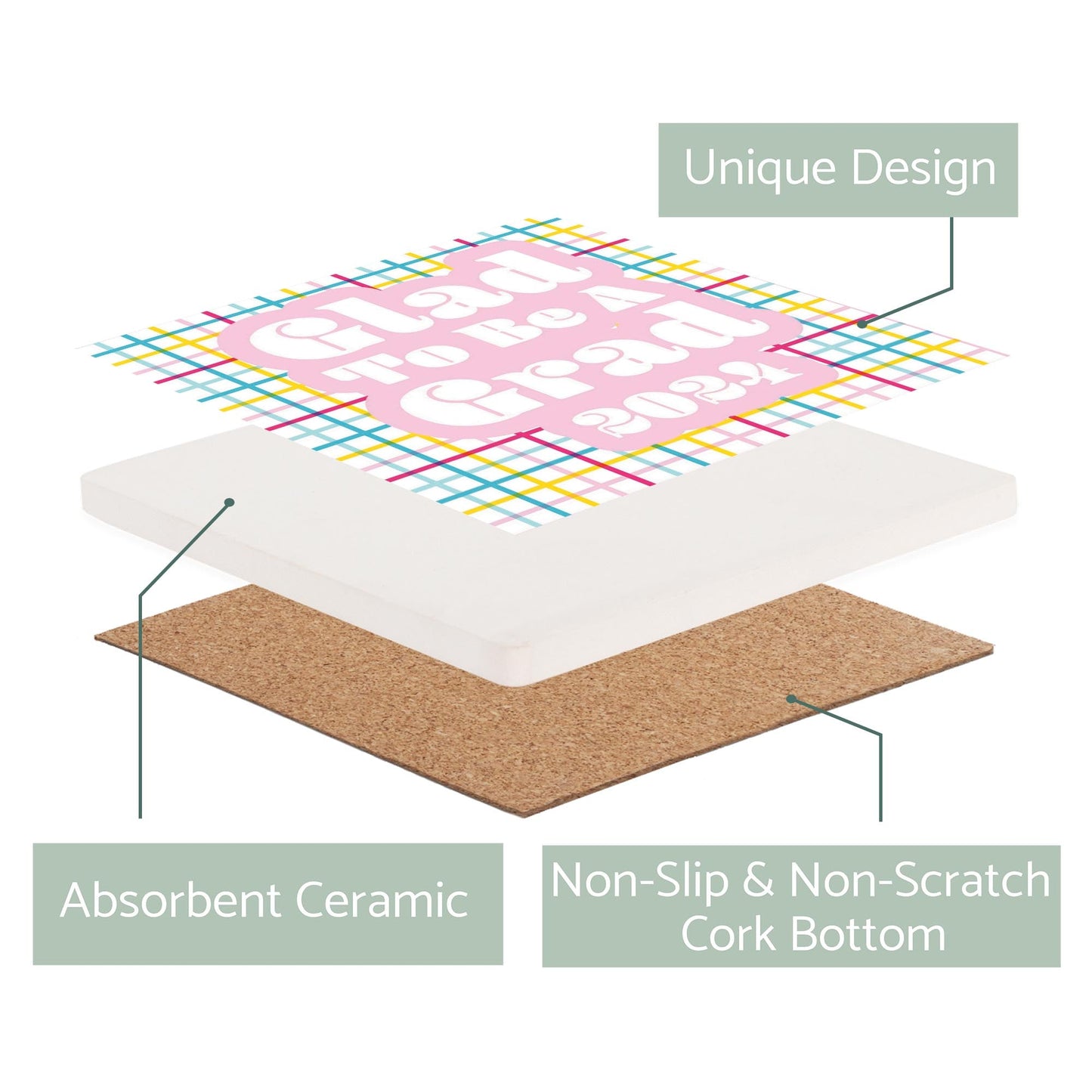 Graduation 2024 Glad To Be A Grad Colorful Grid | 4x4