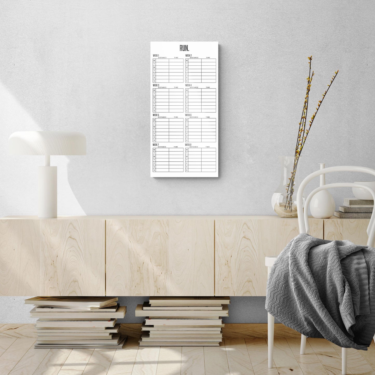 8 Week Running Tracker White | 12x24