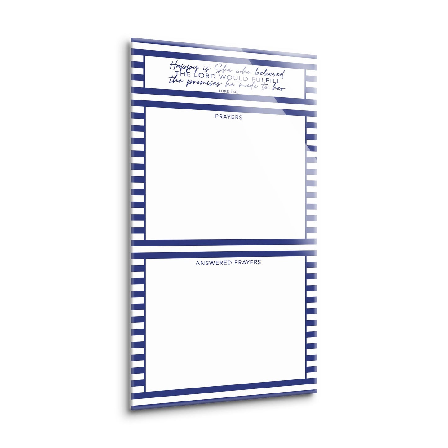 Navy Stripe Happy Is She Prayer Tracker | 8x16