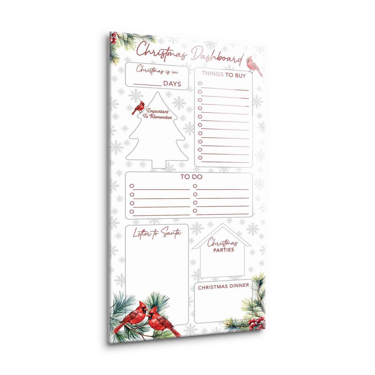 Classic Cardinals Christmas Dashboard | 8x16