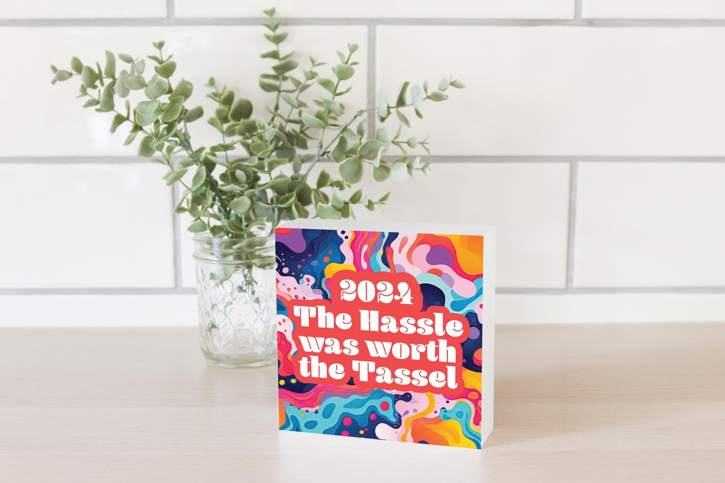 Graduation 2024 Worth The Tassel Abstract Fluid | 5x5