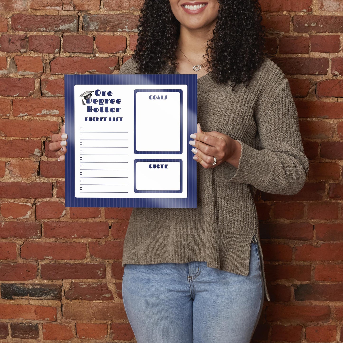 Graduation Tracker Navy Stripe Degree Hotter | 12x12