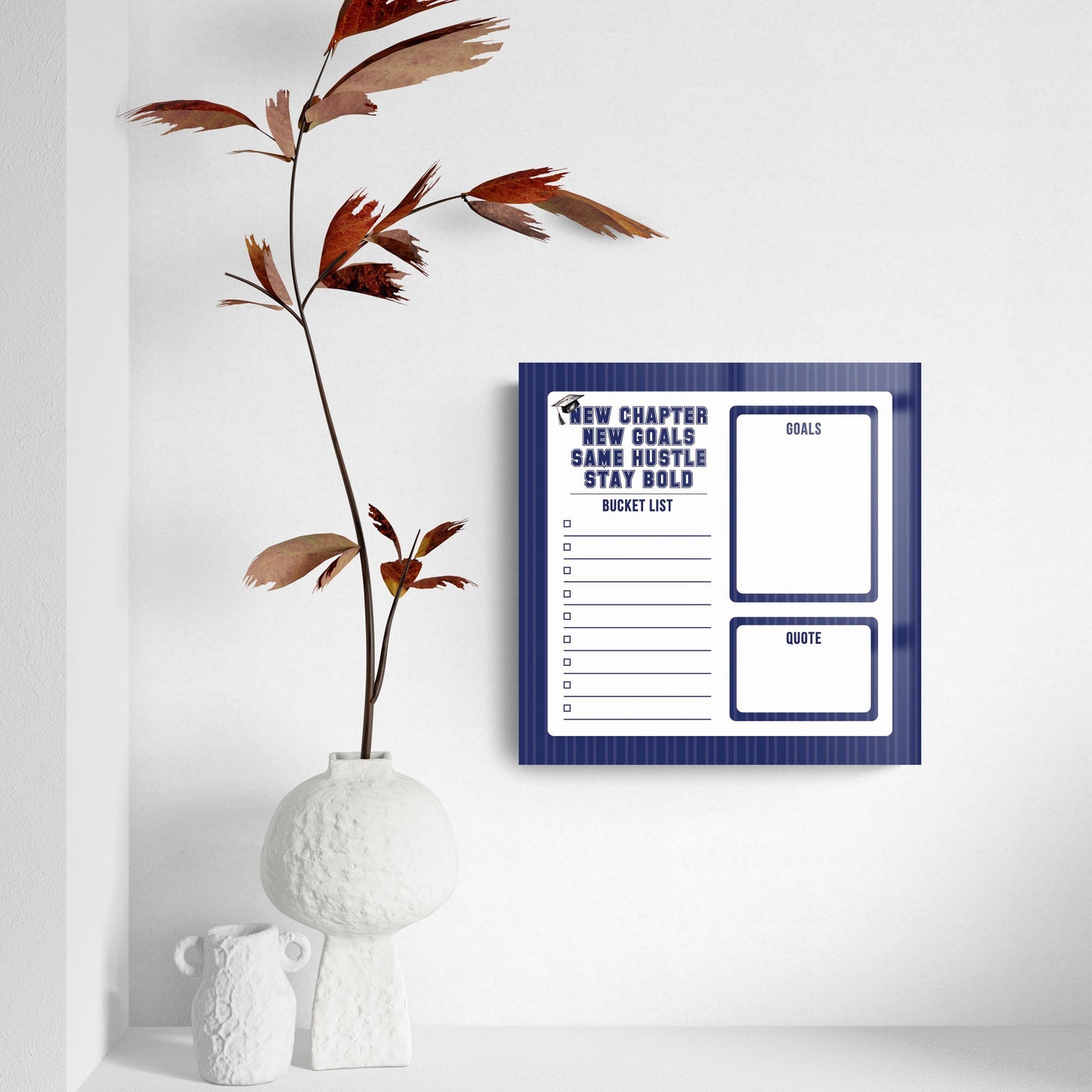 Graduation Tracker Navy Stripe Stay Bold | 8x8