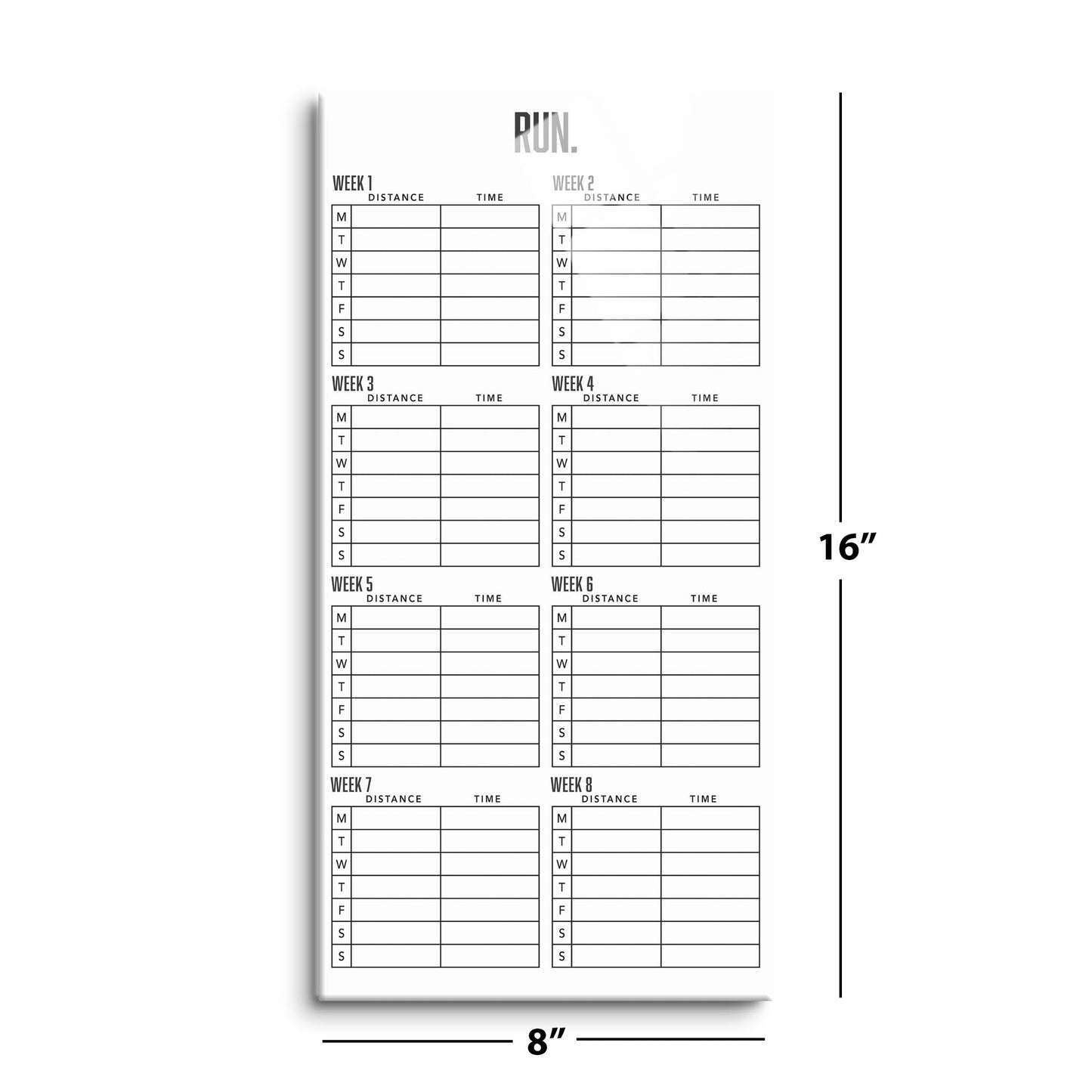 8 Week Running Tracker White | 8x16