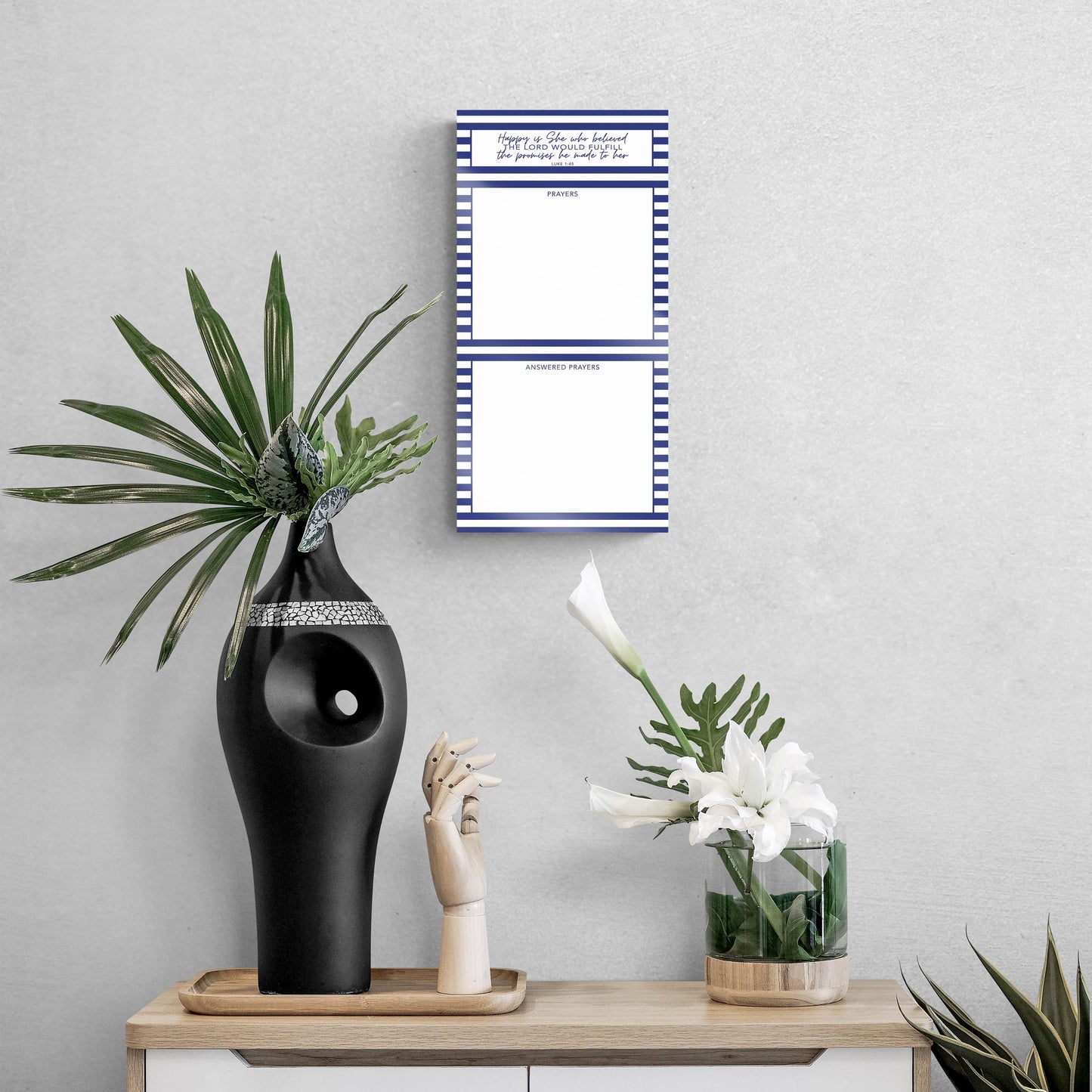 Navy Stripe Happy Is She Prayer Tracker | 8x16