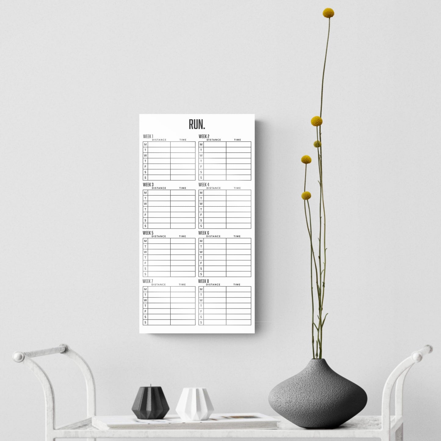 8 Week Running Tracker White | 8x16