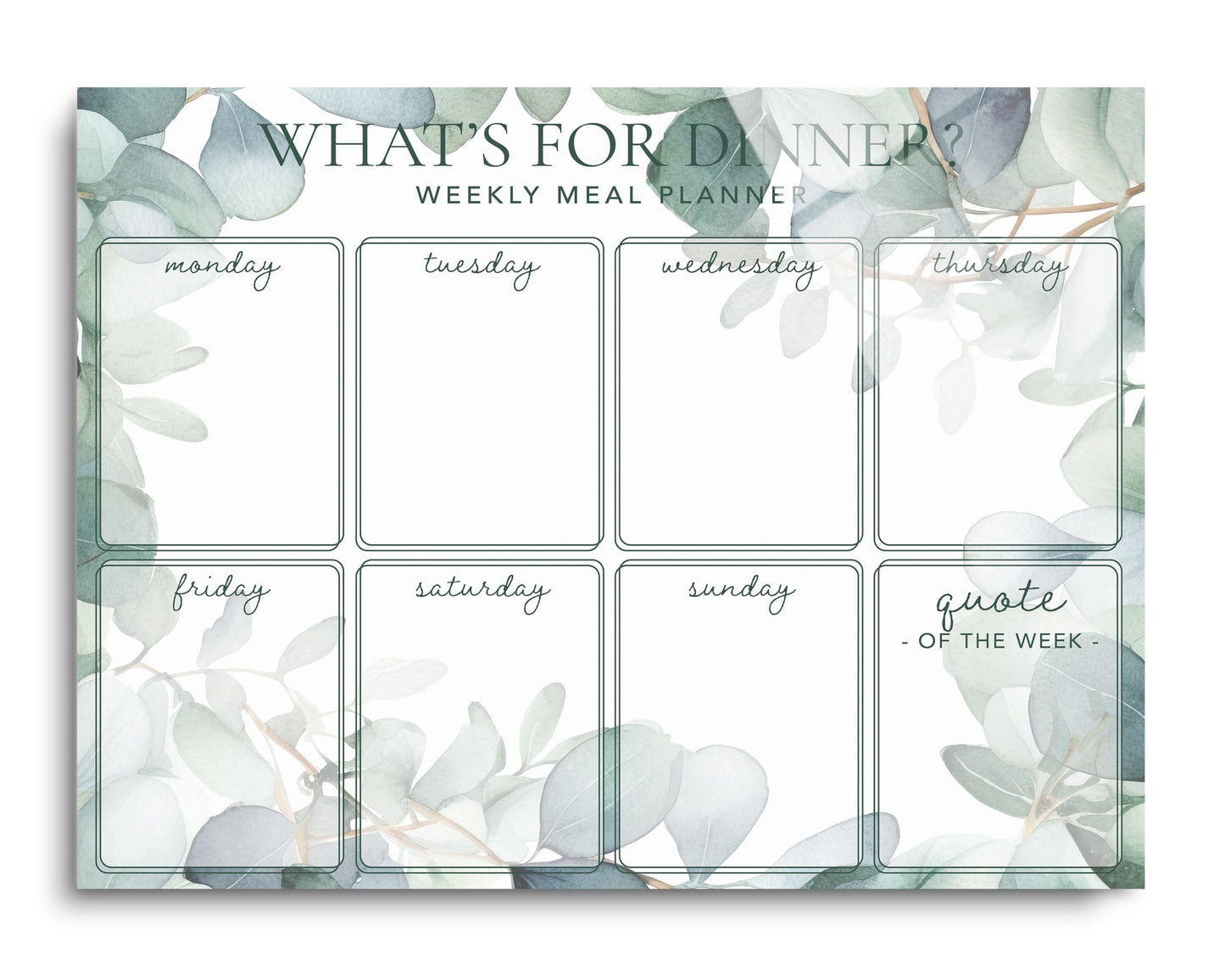 Eucalyptus What's for Dinner Weekly Menu | 16x12
