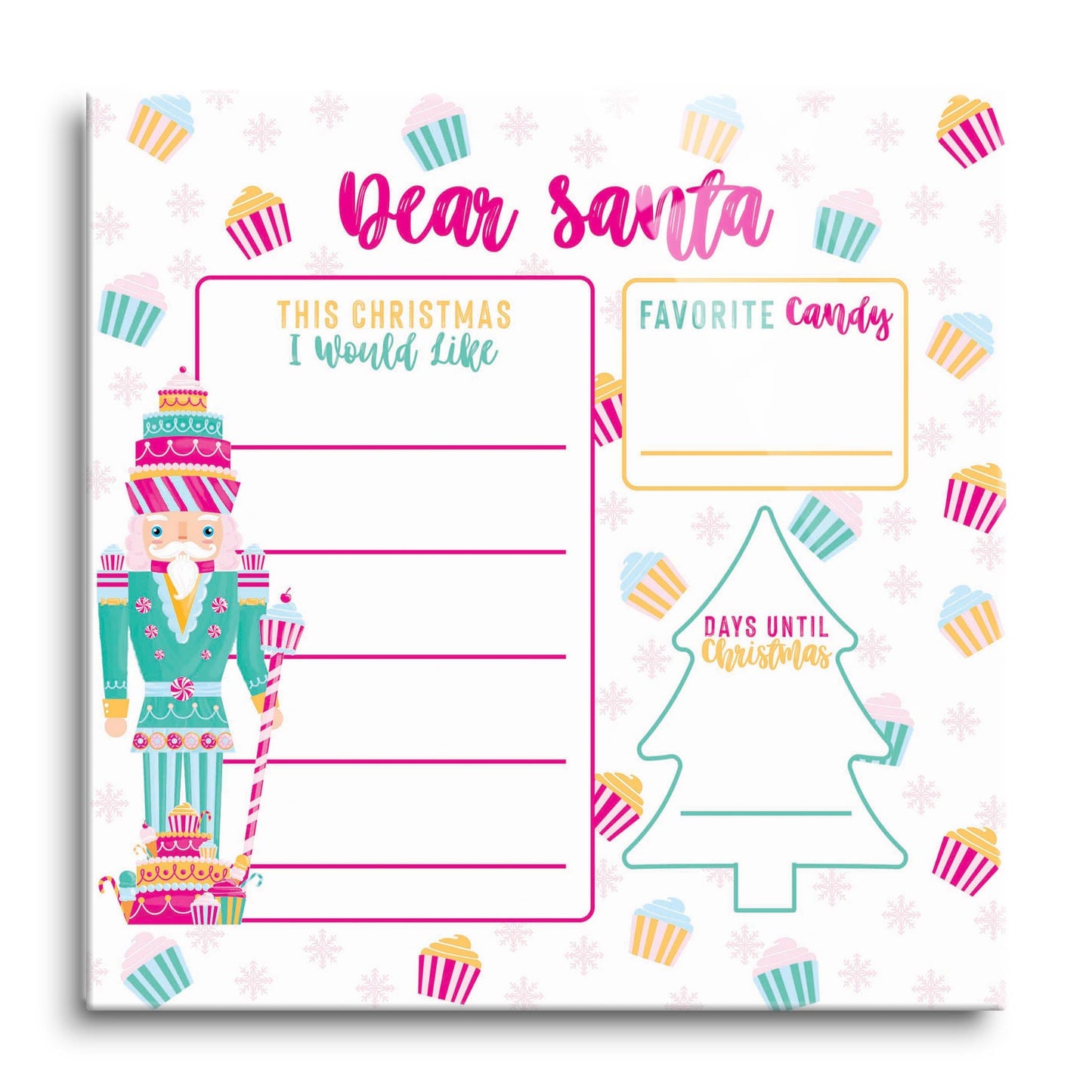 Pink Candyland Nutcracker Dear Santa | 12x12