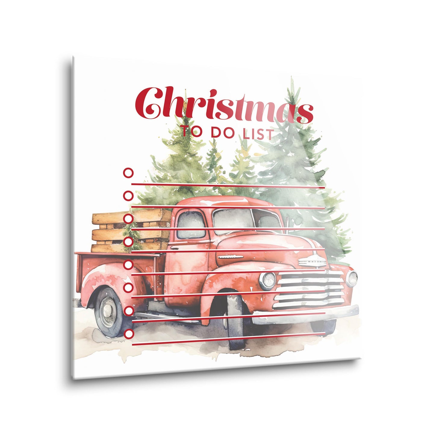 Vintage Red Truck Christmas To Do List | 8x8