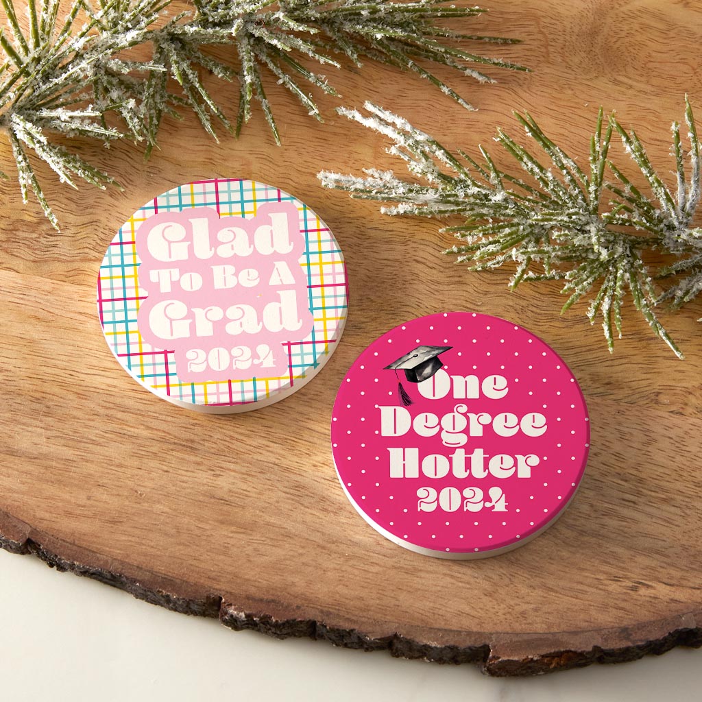 Graduation 2024 Pink Grid & Polka Dot Set | 2.65x2.65