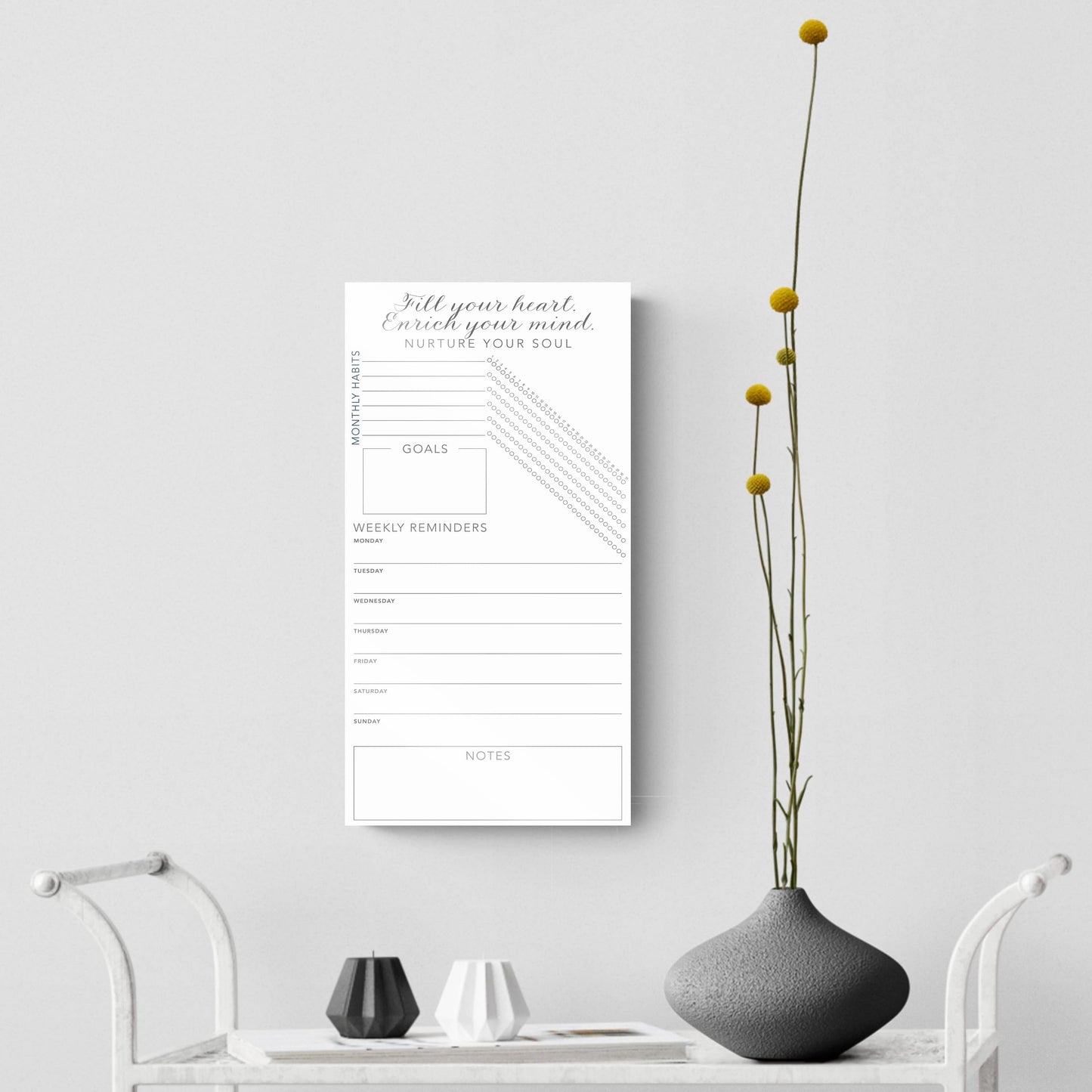 Minimalistic White Nurture Your Soul Habit Tracker | 8x16