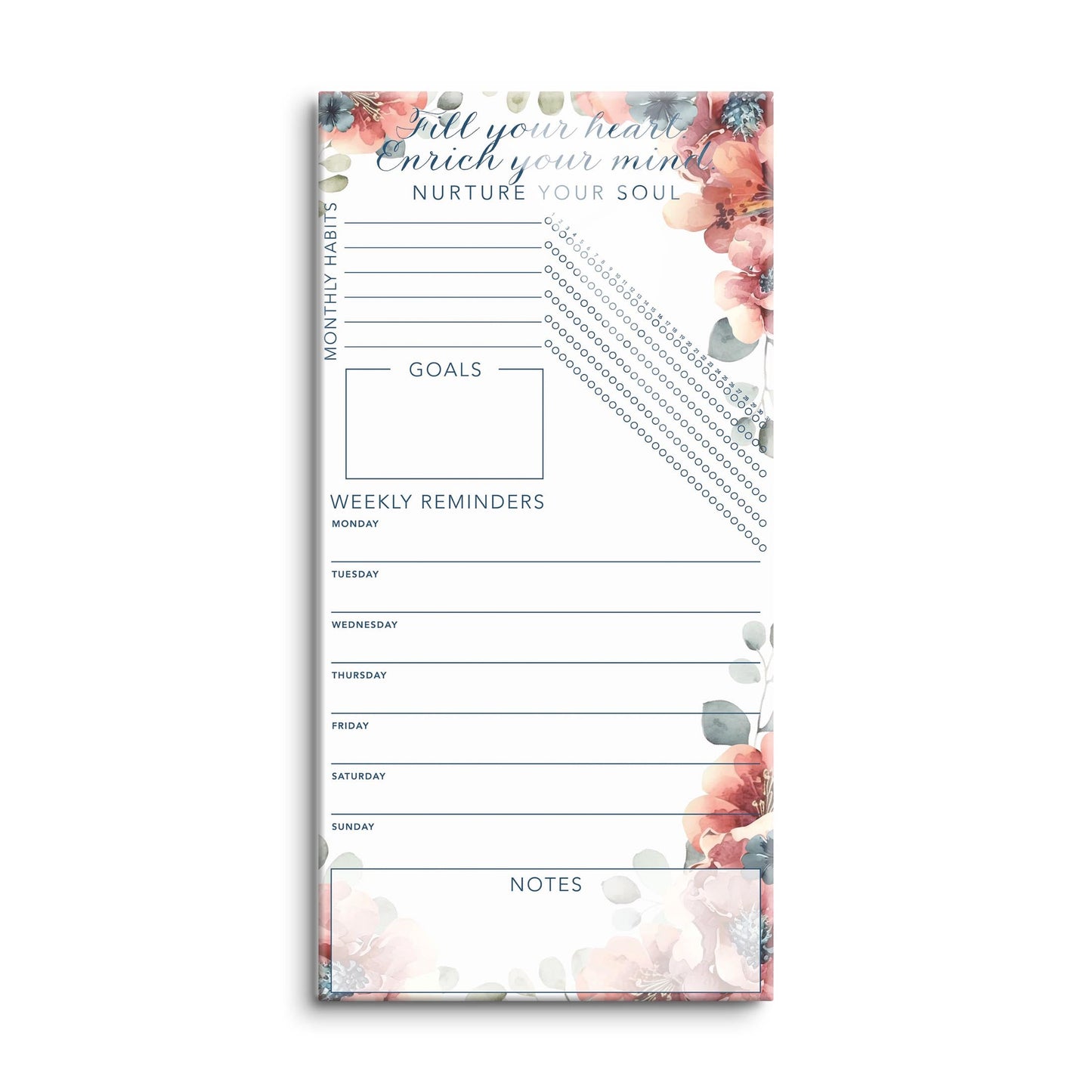 Floral Nurture Your Soul Habit Tracker | 8x16