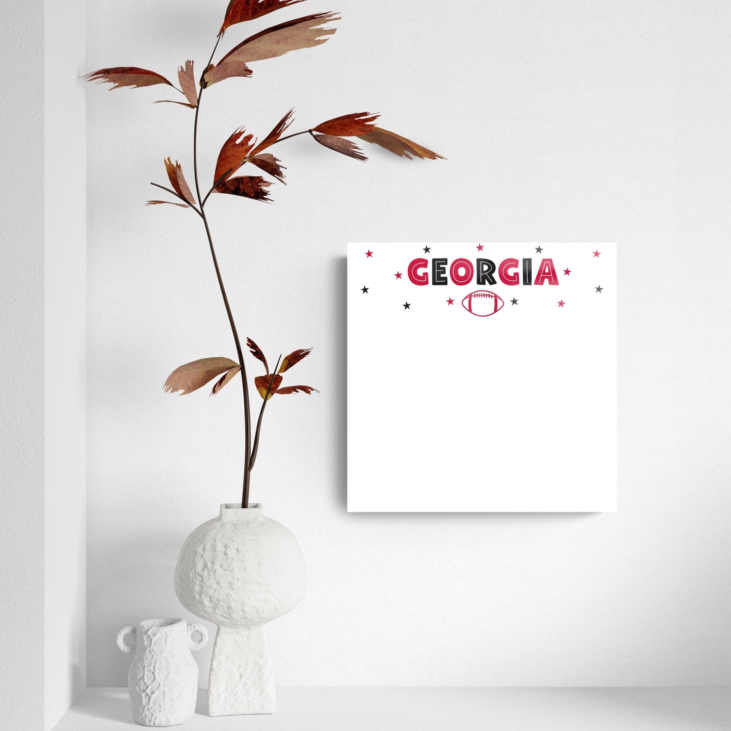 Clairmont & Co Game Day Stars Georgia Note Board | 8x8