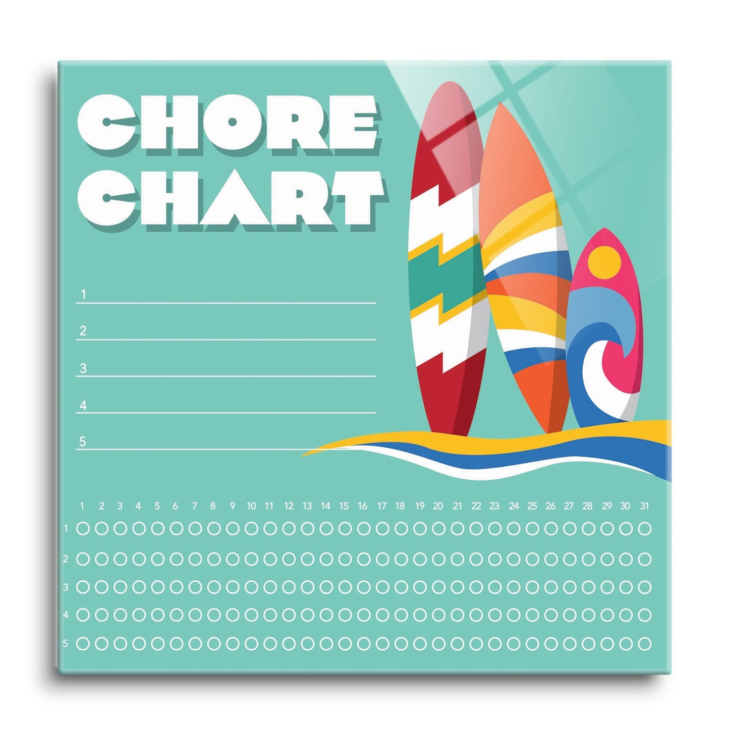 Children's Chore Chart Surf Boards | 12x12