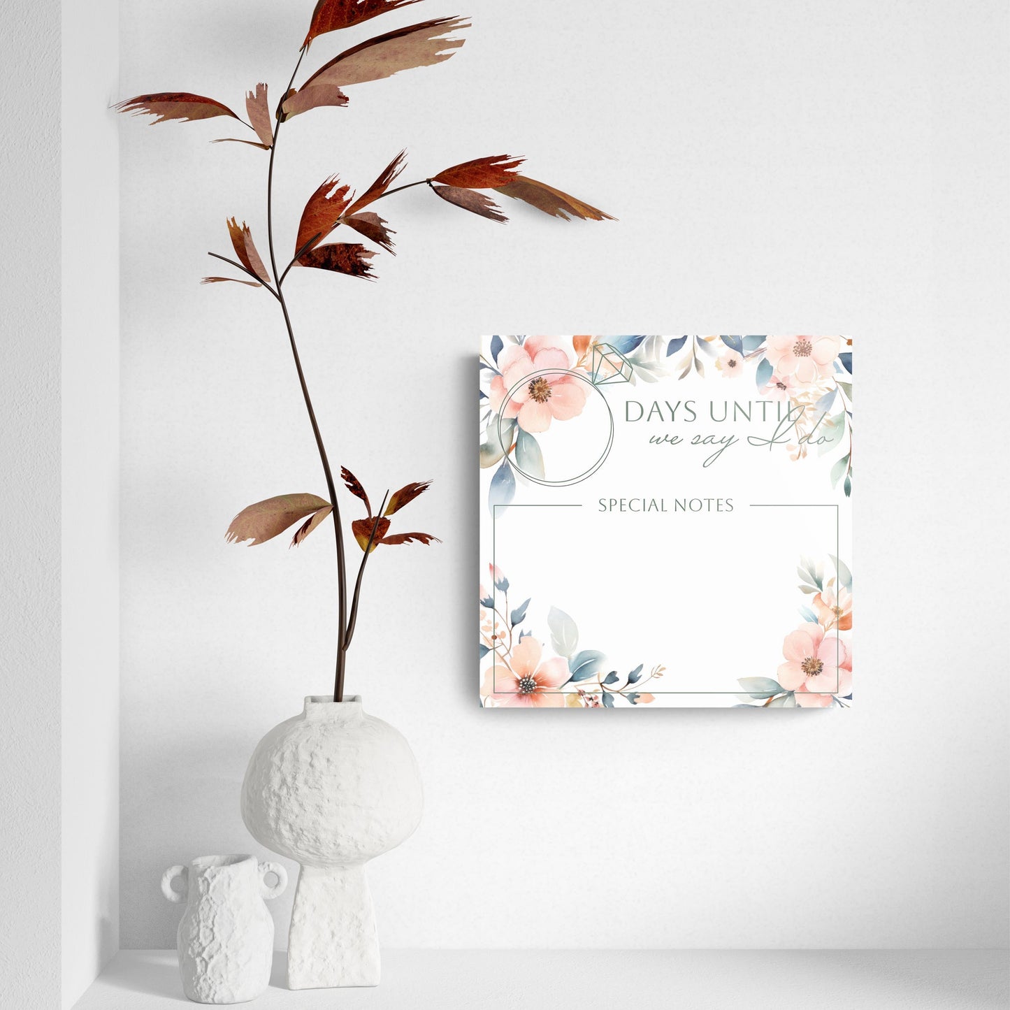 Floral Wedding Countdown with Notes | 8x8