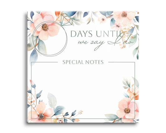 Floral Wedding Countdown with Notes | 8x8