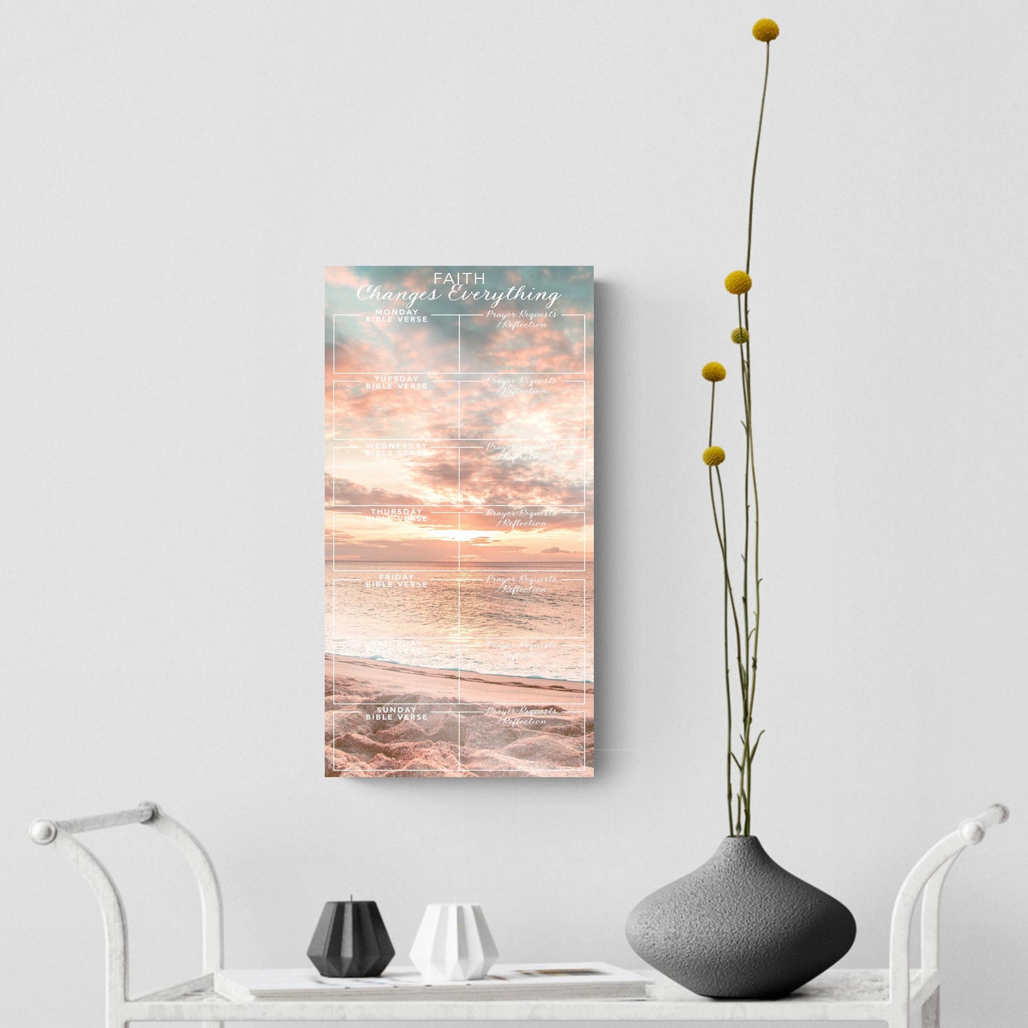 Beach Sunset Faith Changes Everything Prayer Tracker | 8x16