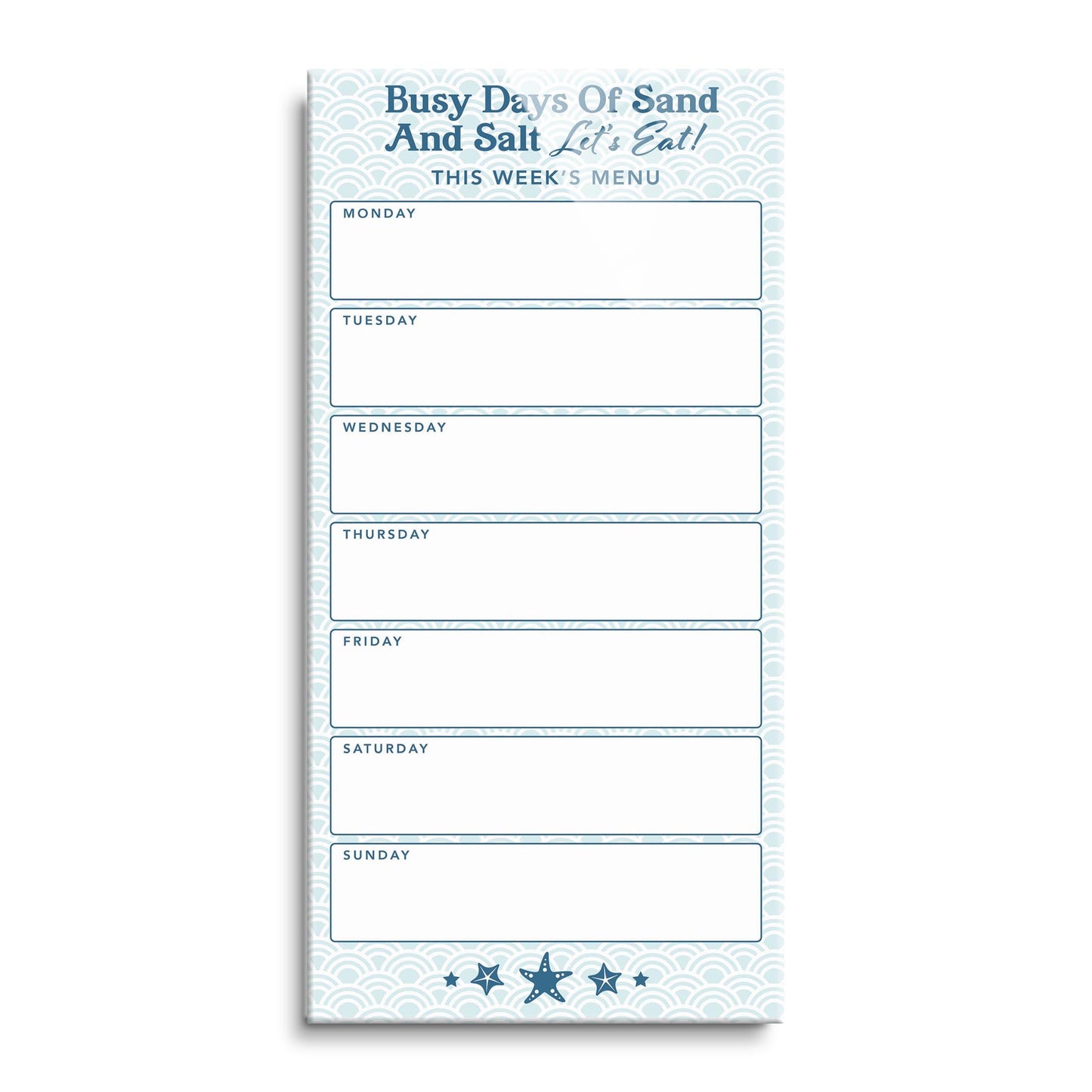 Coastal Sand And Salt Let's Eat Menu Blue | 12x24