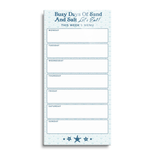 Coastal Sand And Salt Let's Eat Menu Blue | 12x24