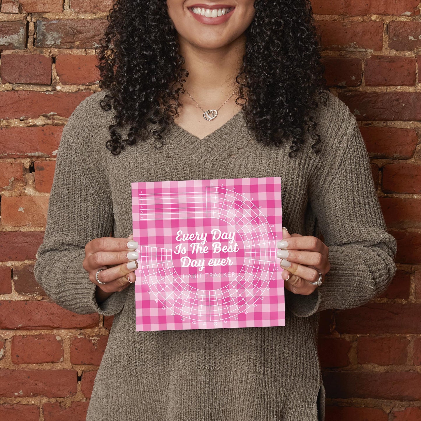 Pink Dream Checkered Habit Tracker Best Day Ever | 8x8