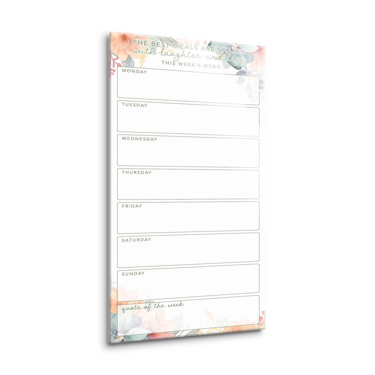 Floral Laughter & Love Weekly Menu | 8x16
