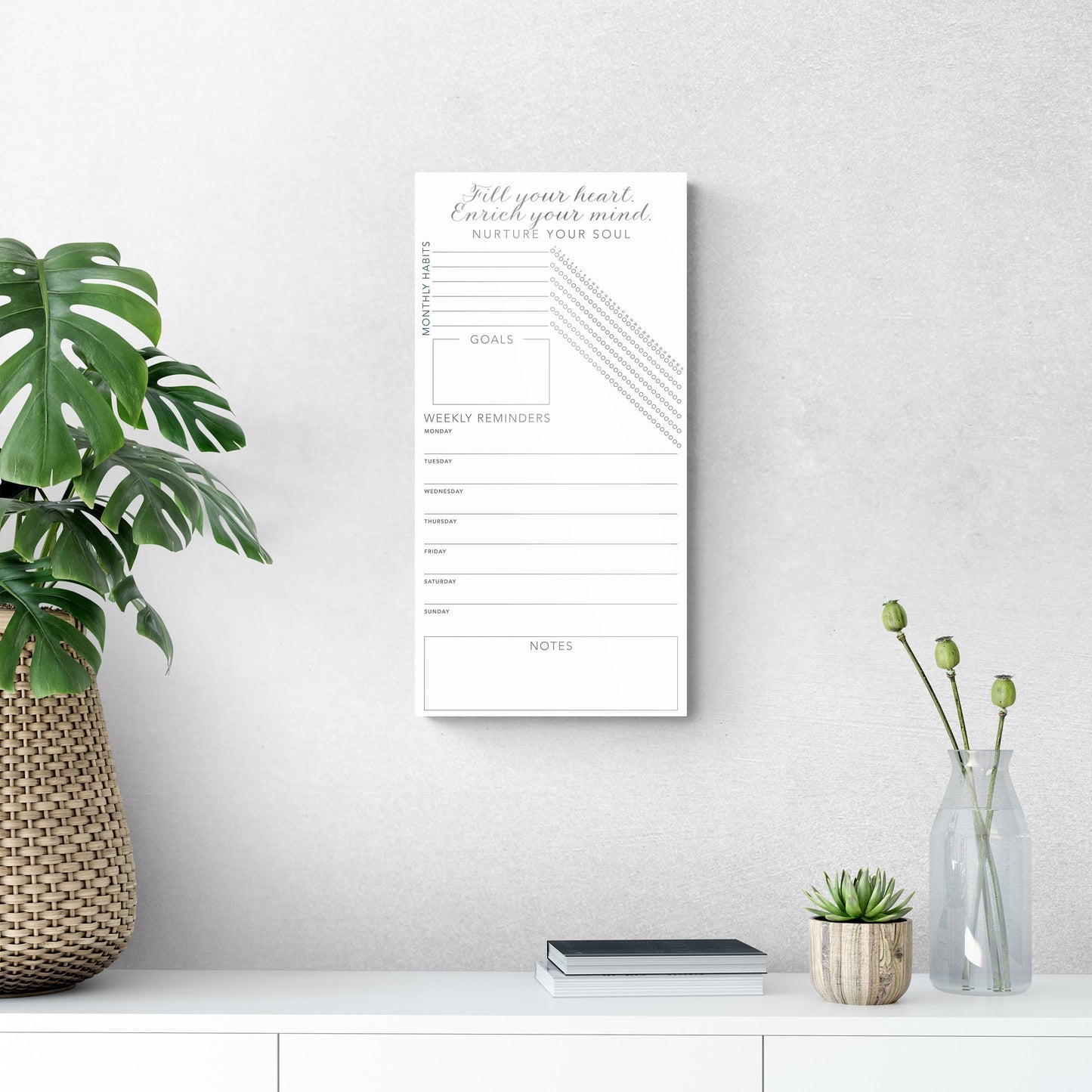 Minimalistic White Nurture Your Soul Habit Tracker | 12x24