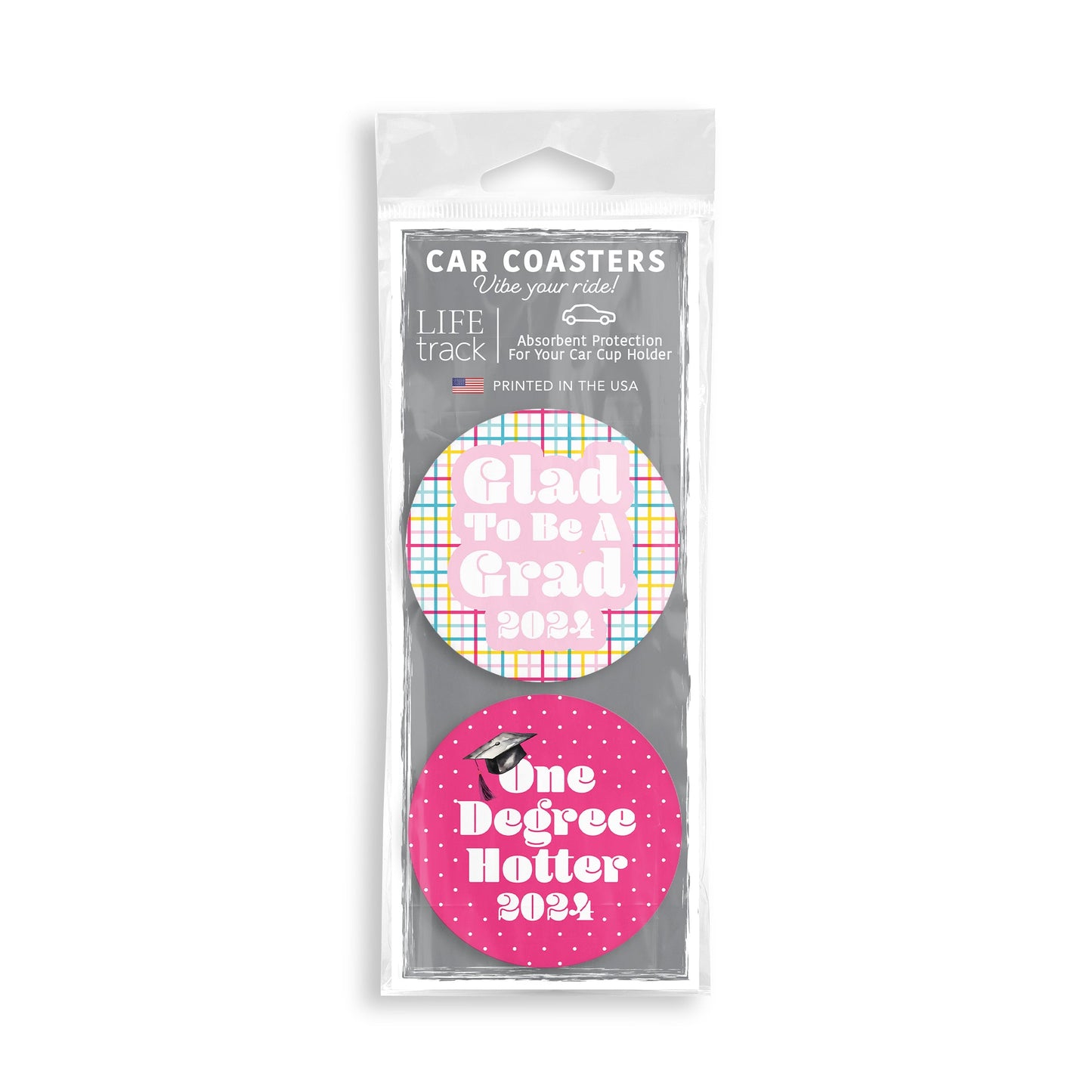 Graduation 2024 Pink Grid & Polka Dot Set | 2.65x2.65