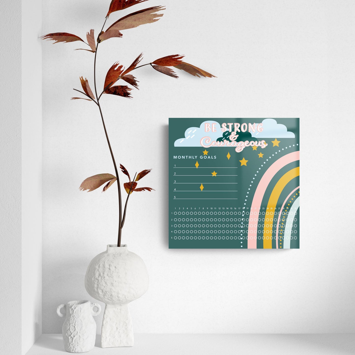 Children's Green Rainbow Habit Tracker | 8x8