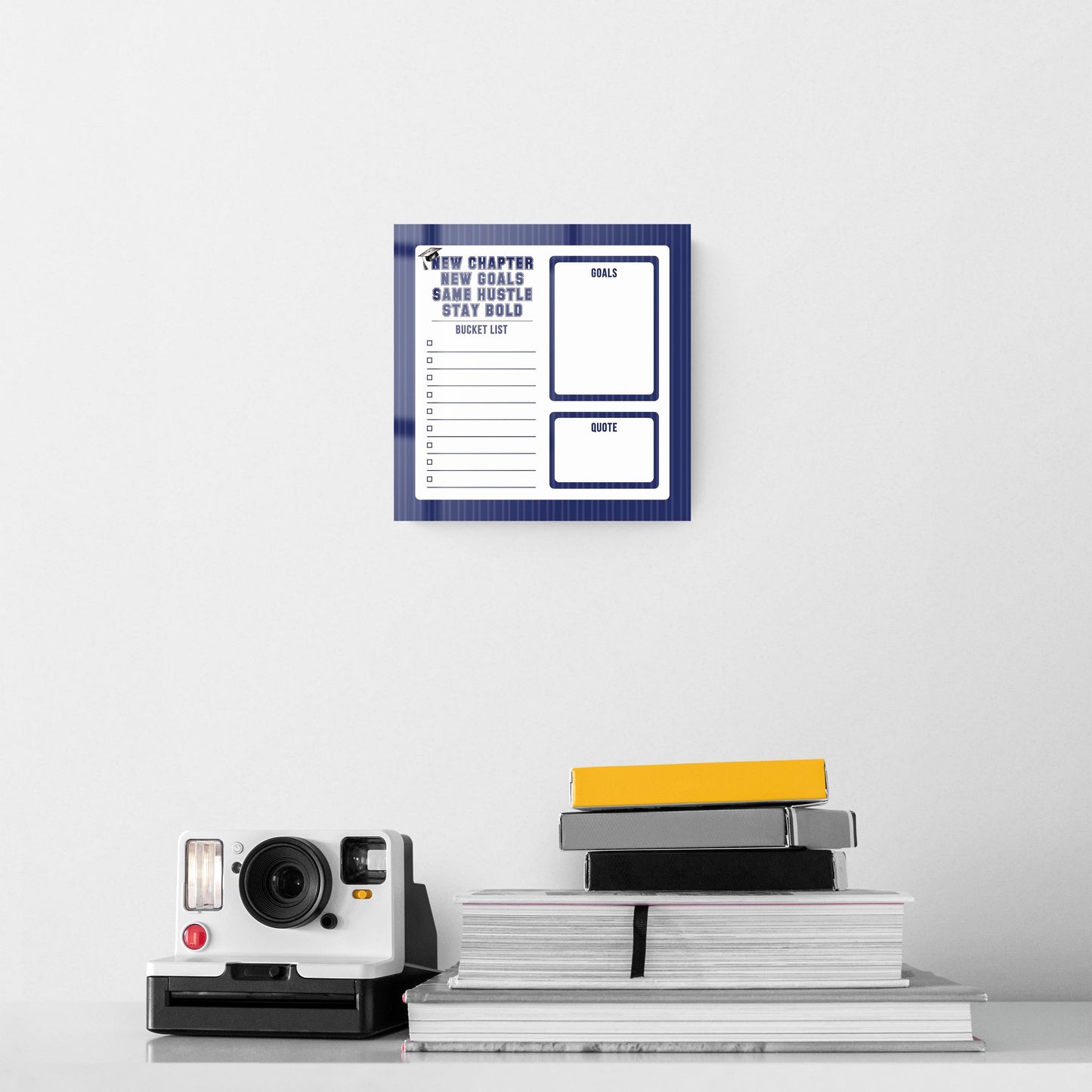 Graduation Tracker Navy Stripe Stay Bold | 8x8