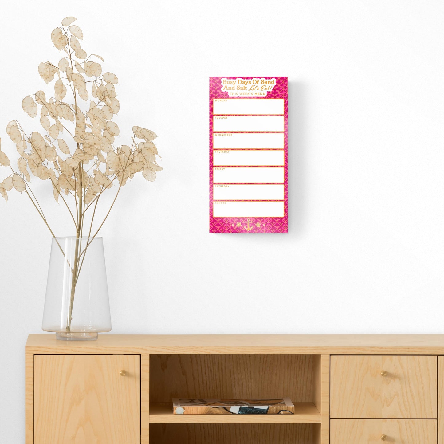 Coastal Sand And Salt Let's Eat Menu Pink | 8x16