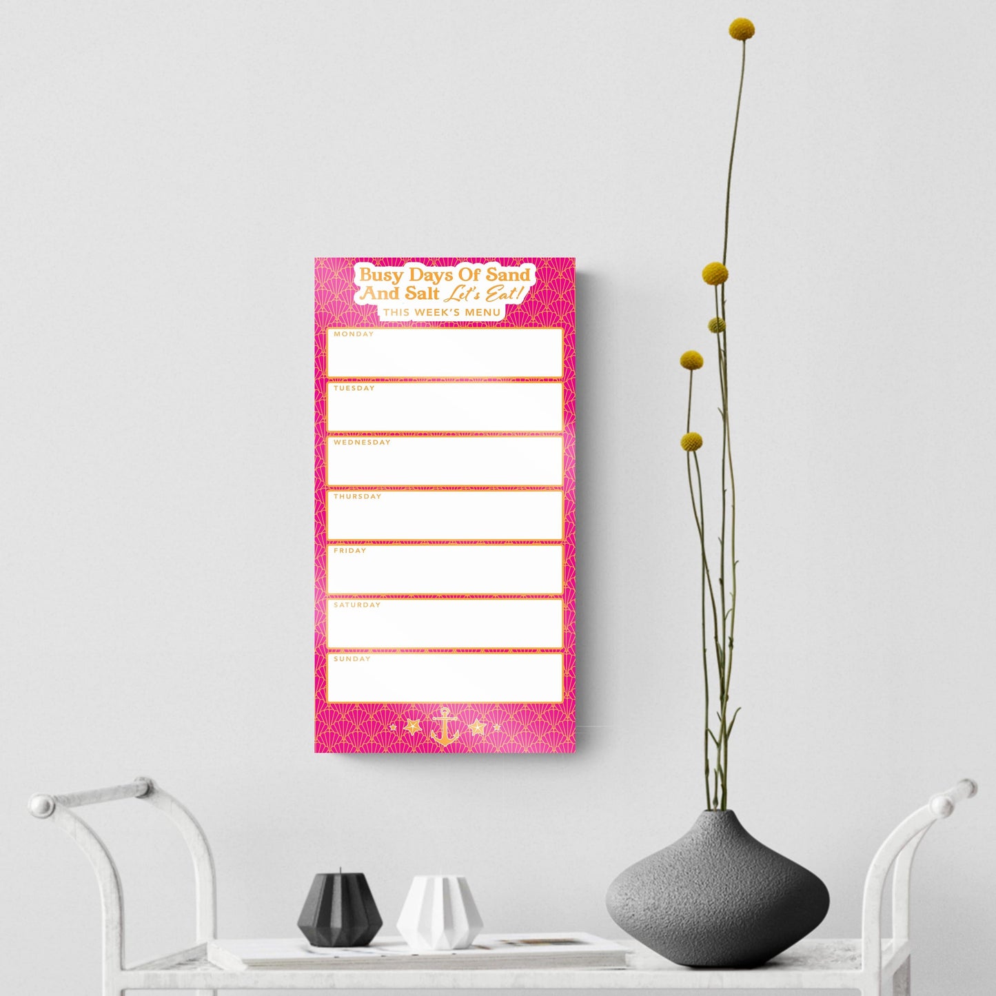 Coastal Sand And Salt Let's Eat Menu Pink | 8x16