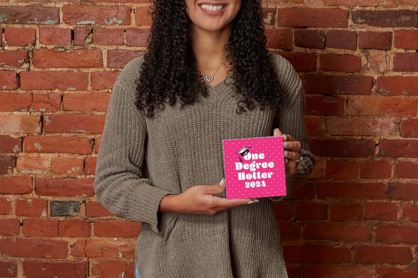 Graduation 2024 One Degree Hotter Pink Polka Dot | 5x5