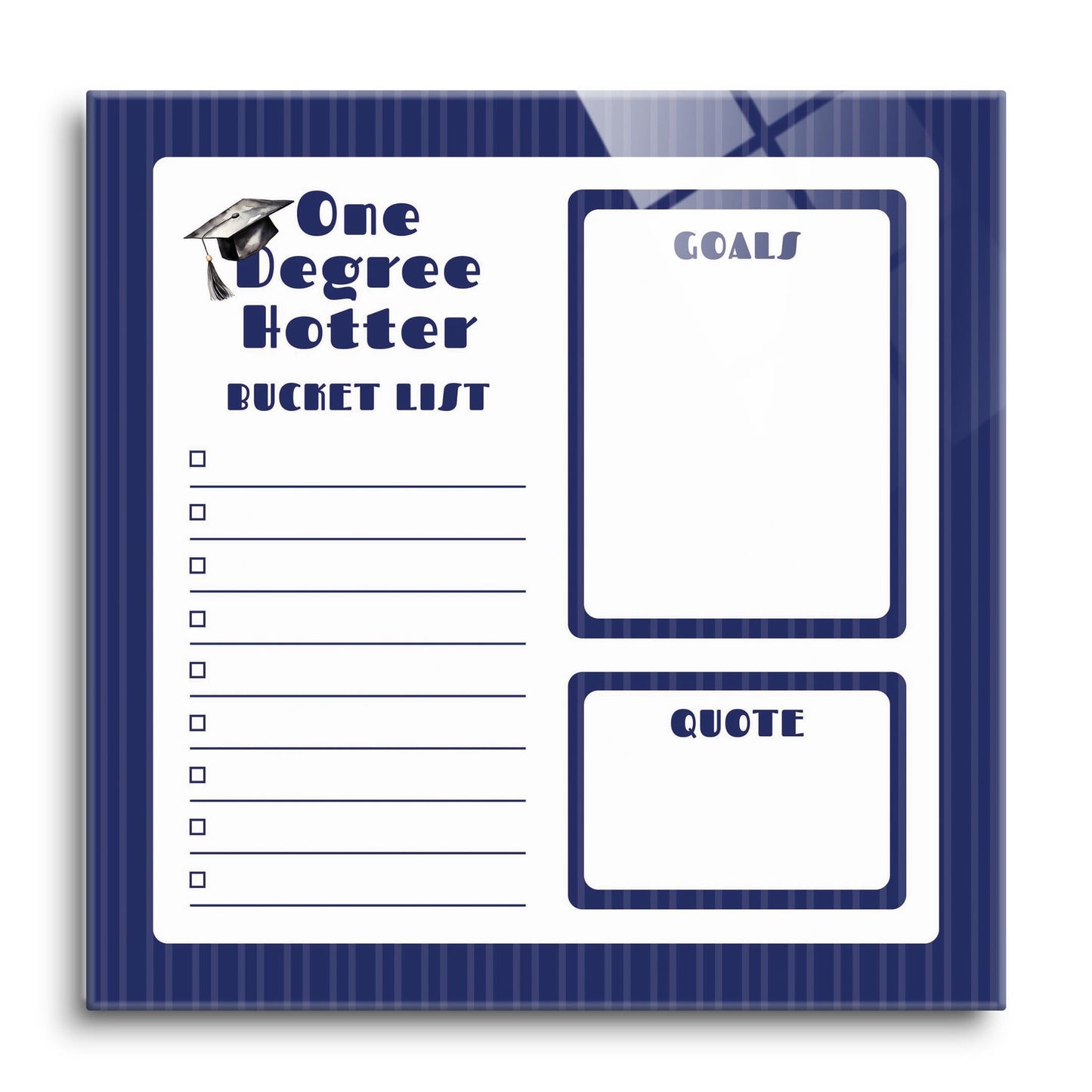 Graduation Tracker Navy Stripe Degree Hotter | 12x12