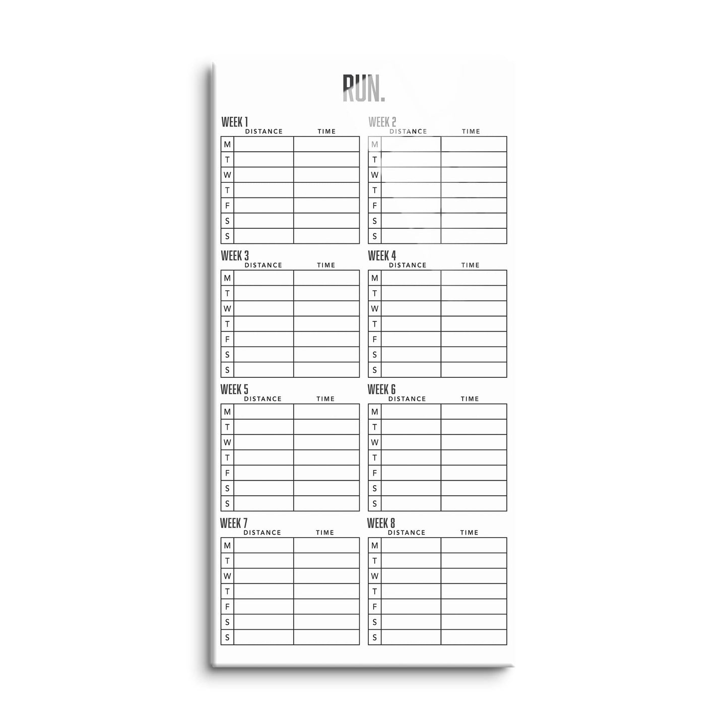 8 Week Running Tracker White | 8x16