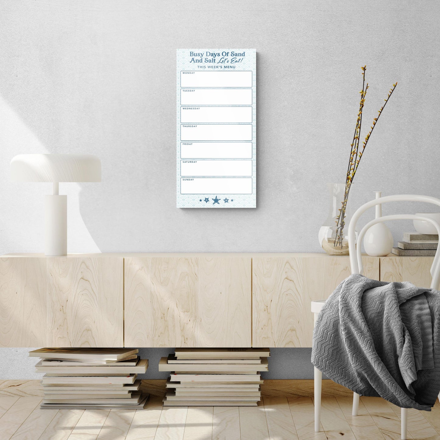 Coastal Sand And Salt Let's Eat Menu Blue | 12x24