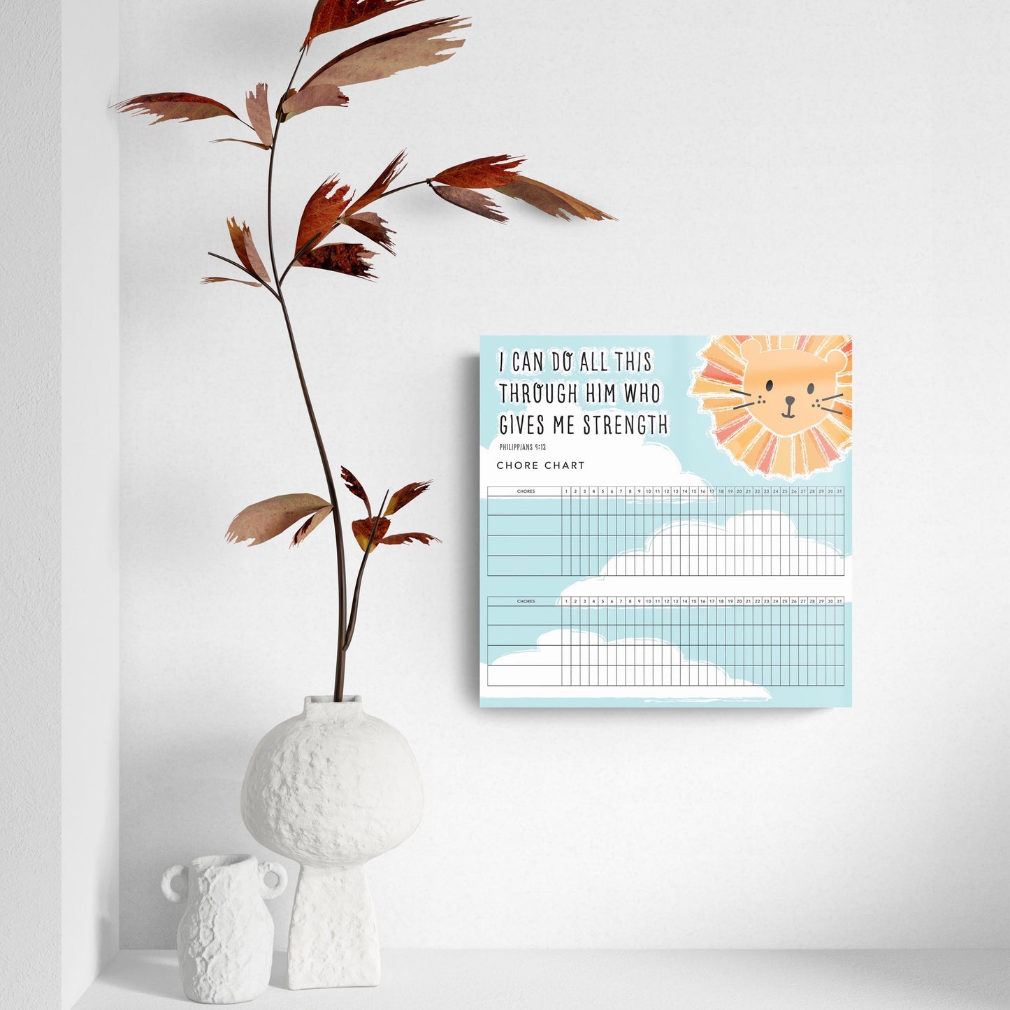 Children's Lion Sun Habit Tracker | 8x8
