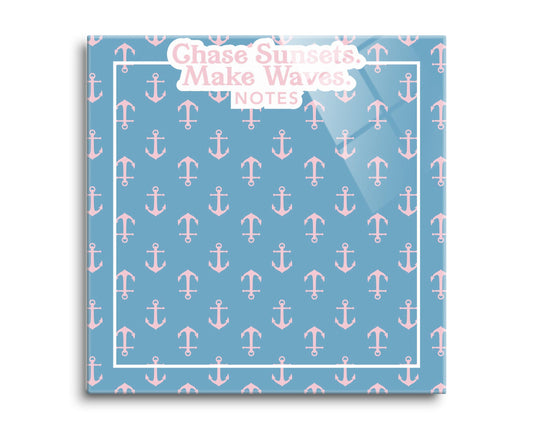 Coastal Chase Sunsets Make Waves Notes Blue | 8x8