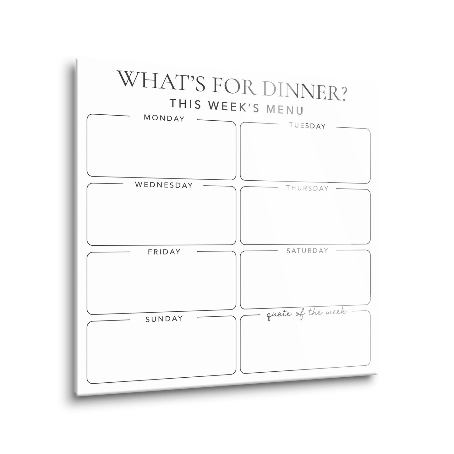 Minimalistic What's For Dinner on White | 8x8