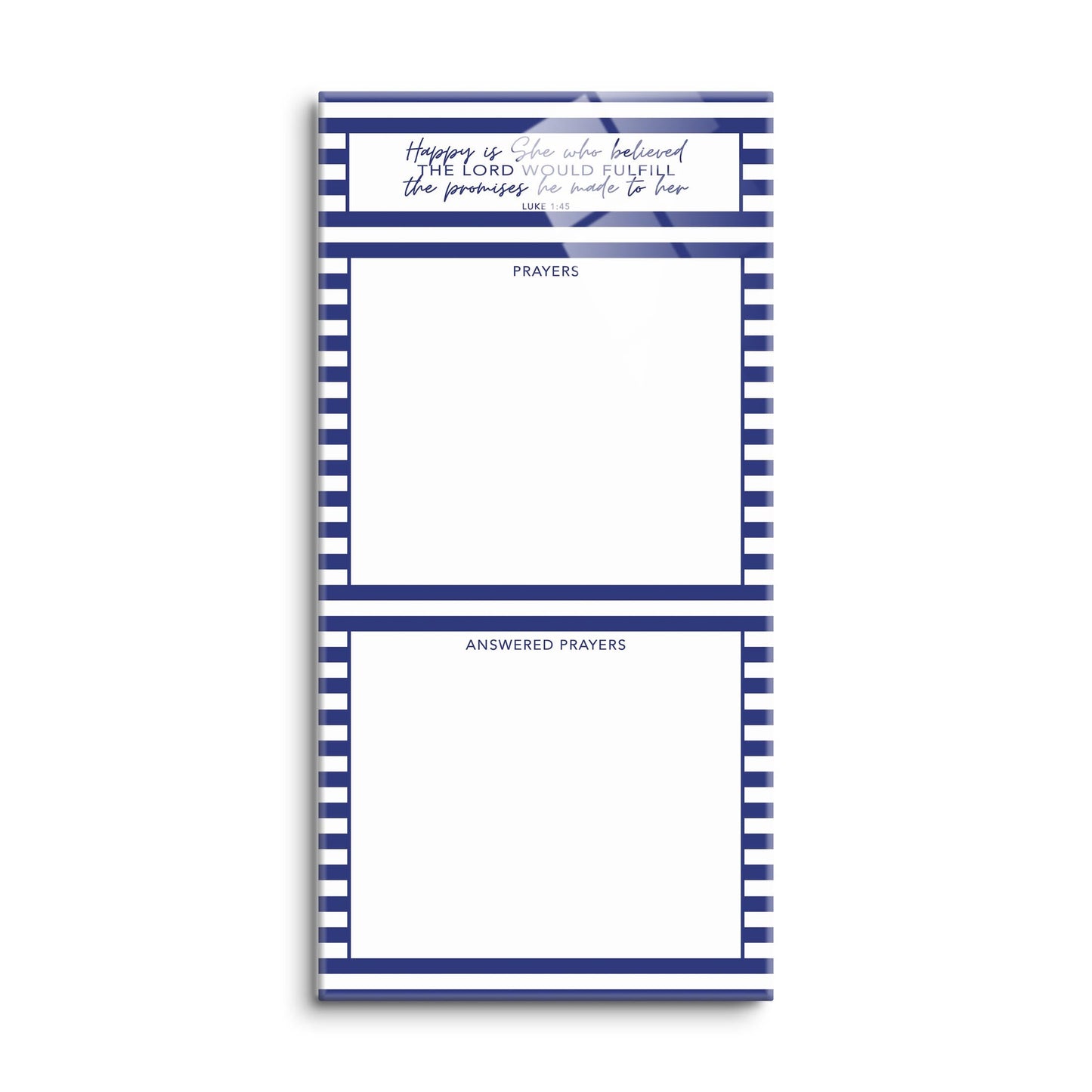 Navy Stripe Happy Is She Prayer Tracker | 8x16