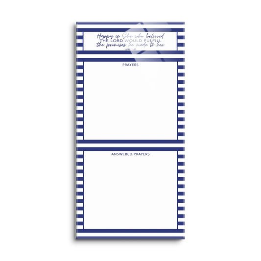 Navy Stripe Happy Is She Prayer Tracker | 8x16