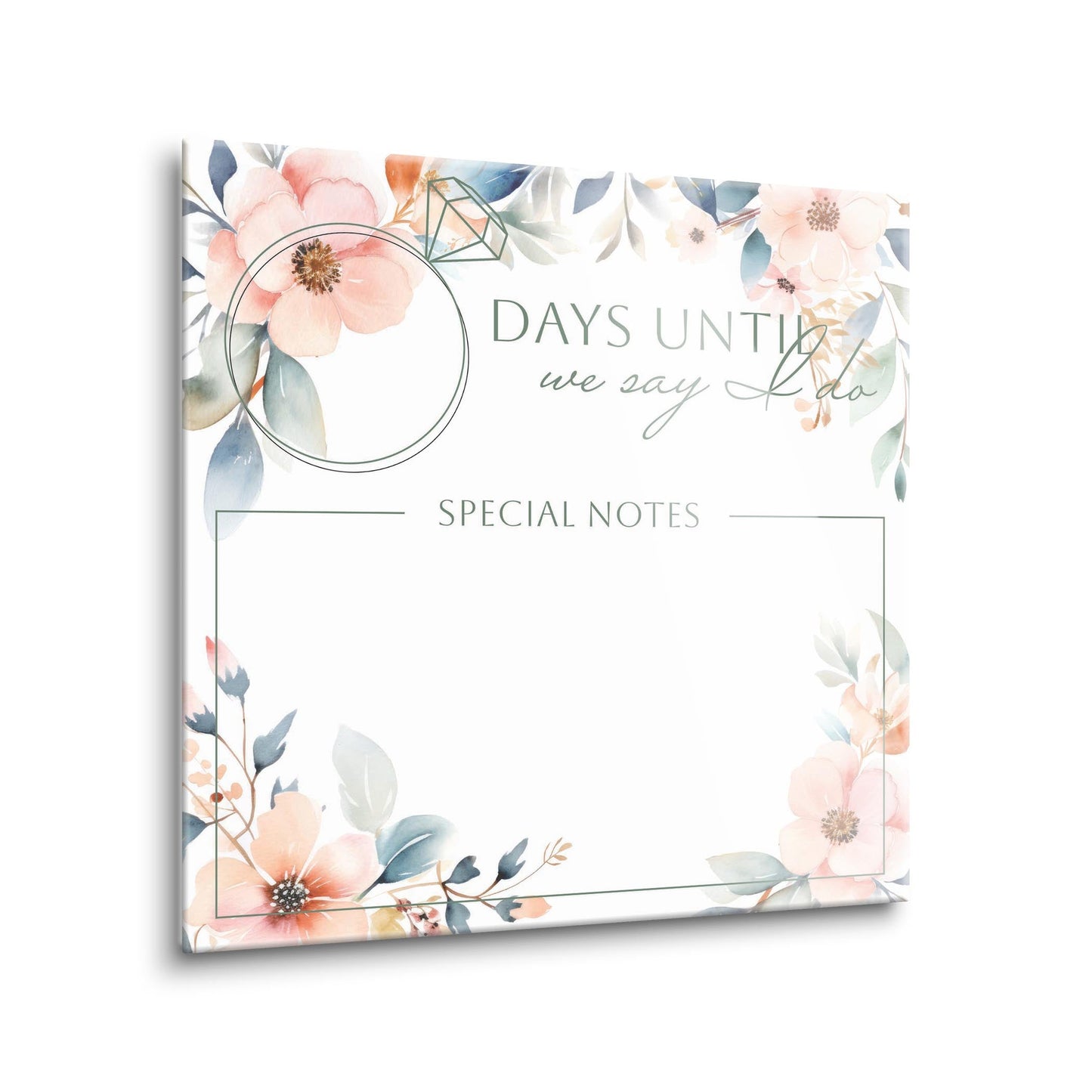 Floral Wedding Countdown with Notes | 12x12