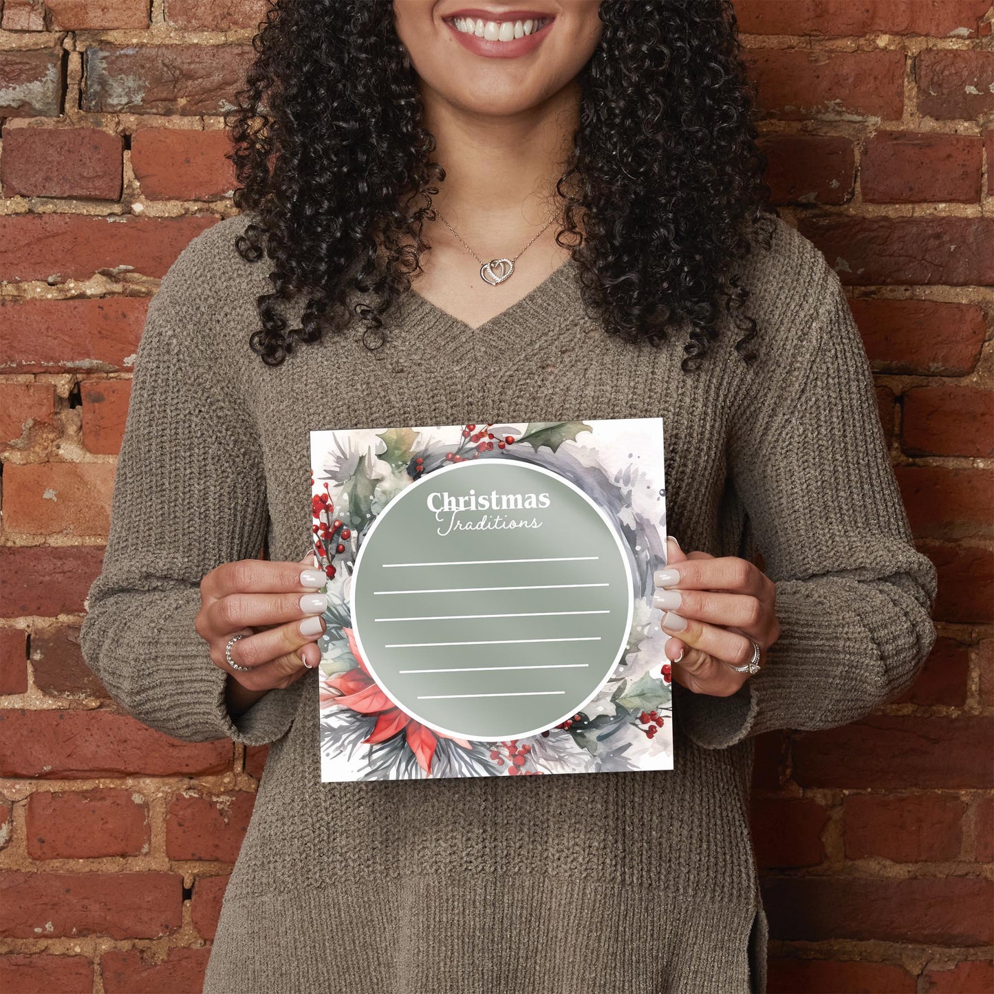 Christmas Traditions Sage Green Wreath | 8x8