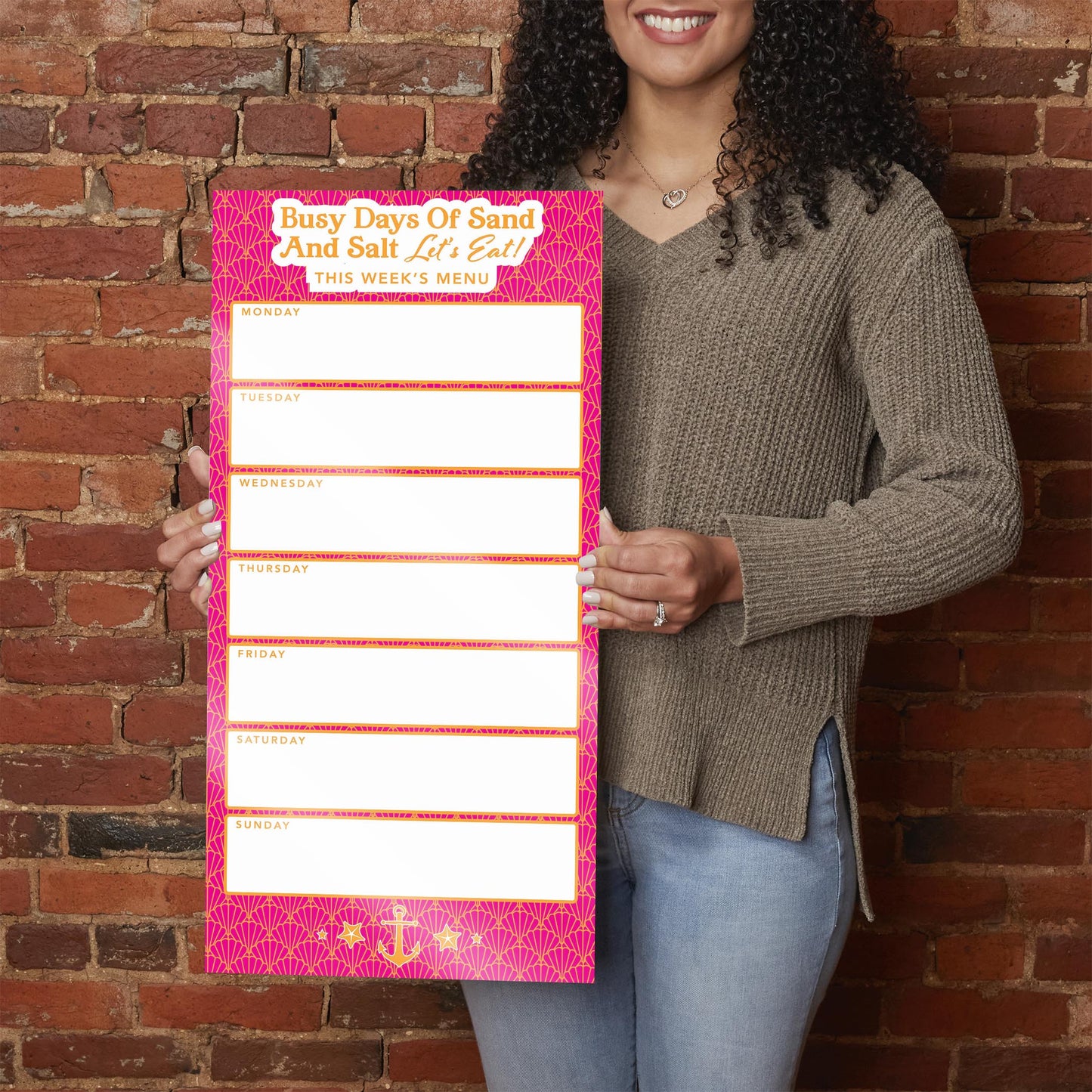 Coastal Sand And Salt Let's Eat Menu Pink | 12x24