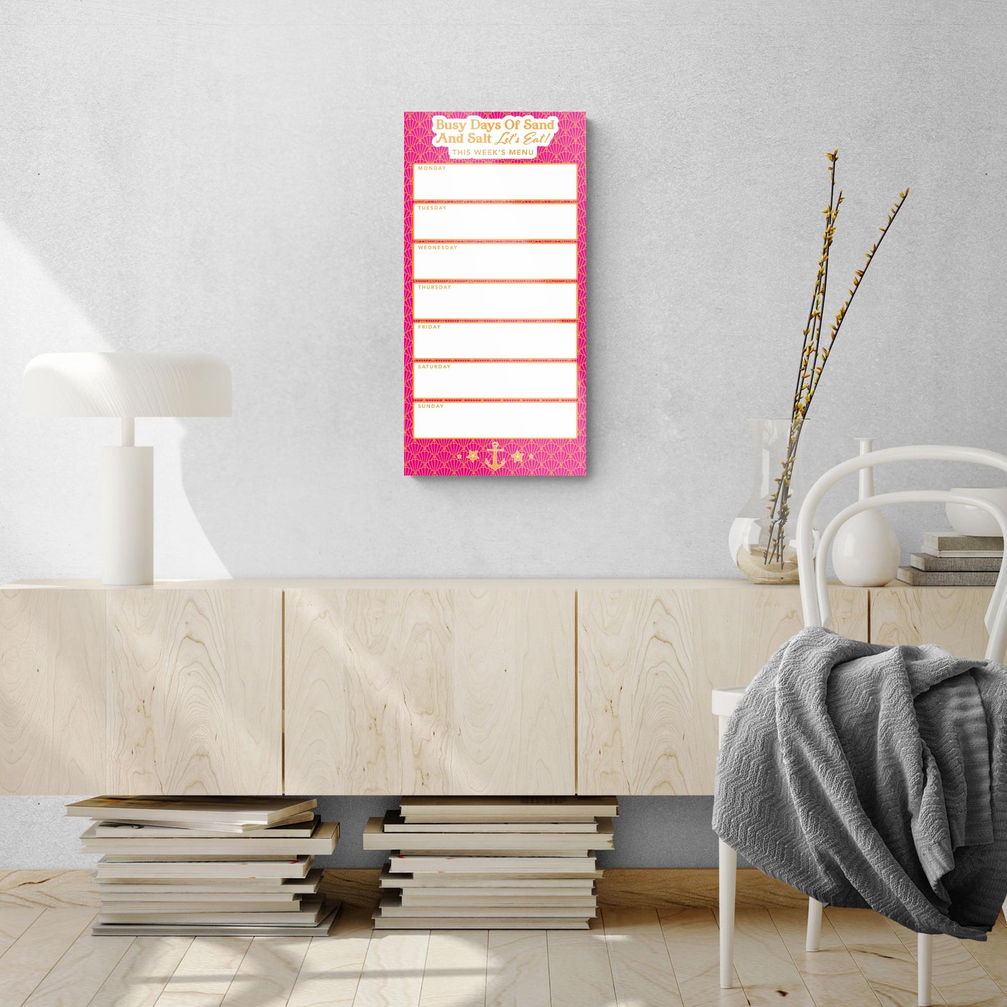 Coastal Sand And Salt Let's Eat Menu Pink | 12x24