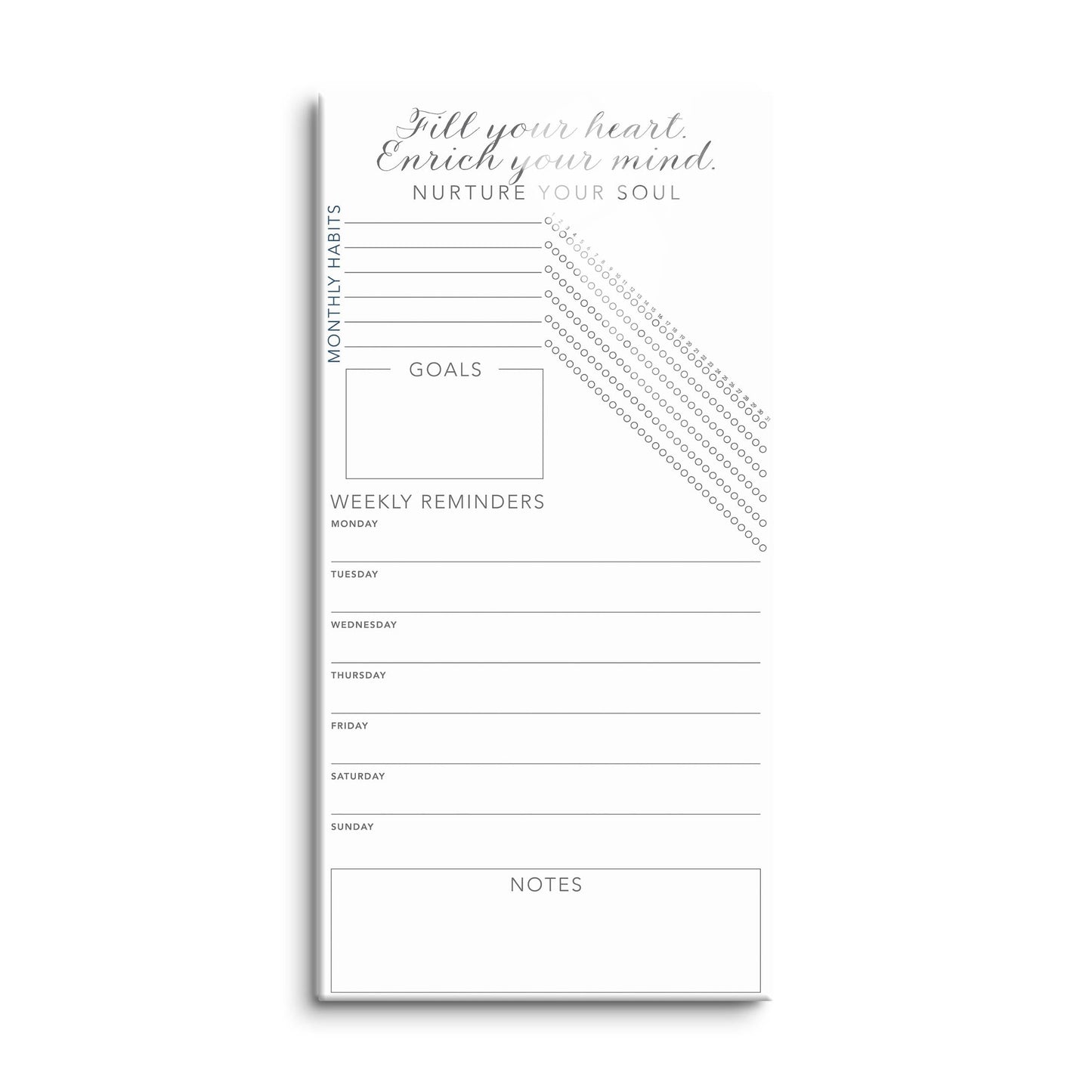 Minimalistic White Nurture Your Soul Habit Tracker | 8x16