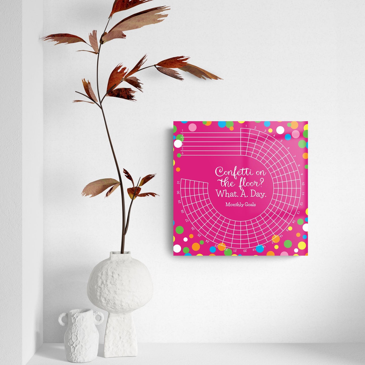 Pink Confetti Habit Tracker | 8x8