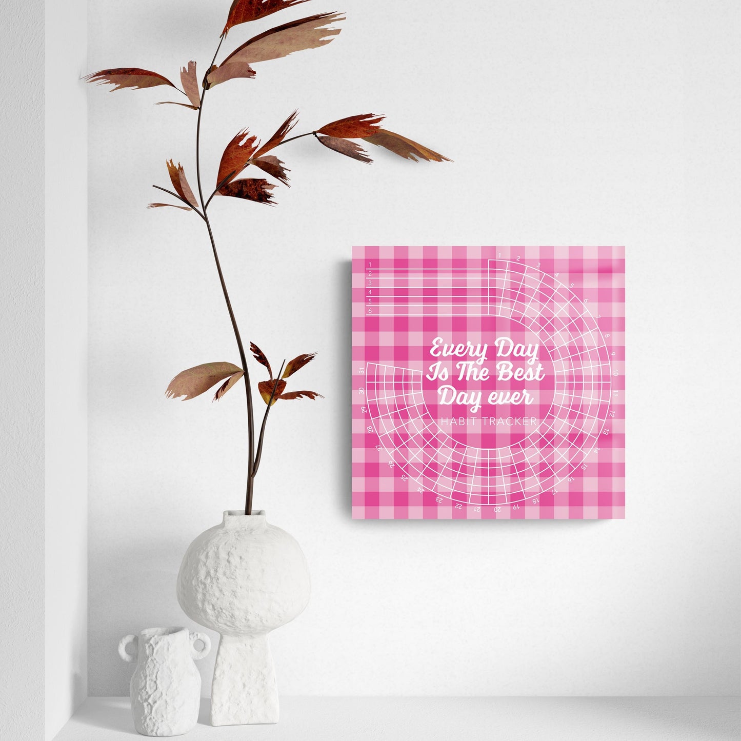 Pink Dream Checkered Habit Tracker Best Day Ever | 8x8