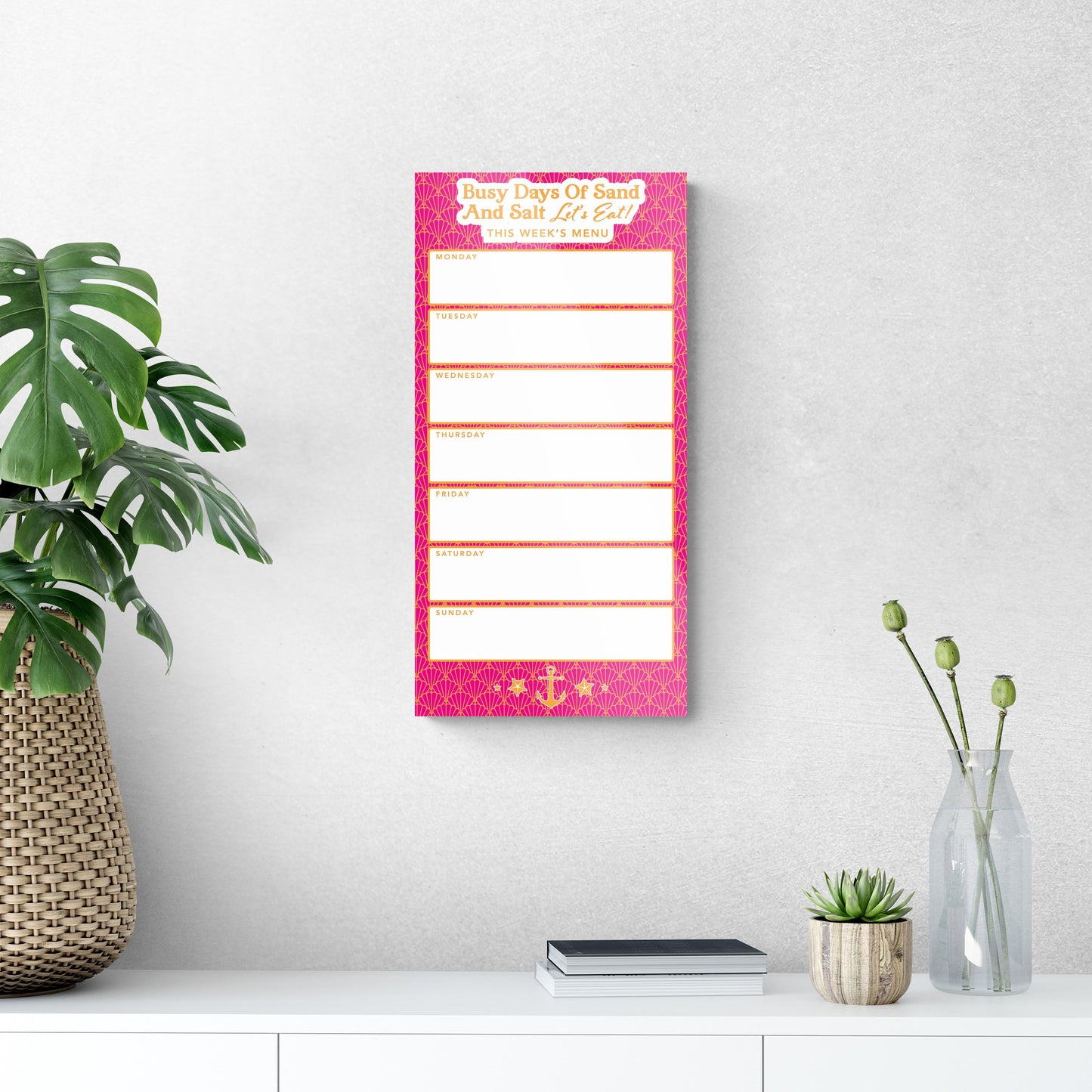 Coastal Sand And Salt Let's Eat Menu Pink | 12x24