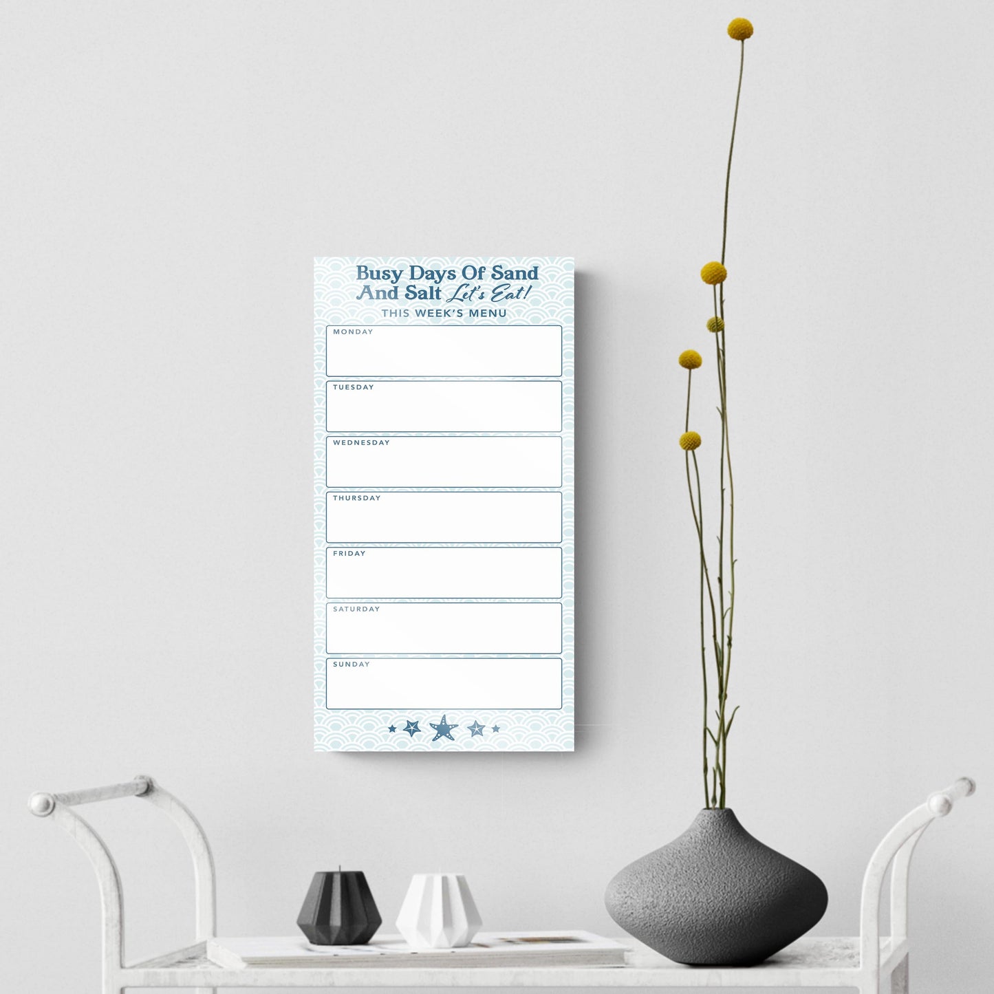 Coastal Sand And Salt Let's Eat Menu Blue | 8x16